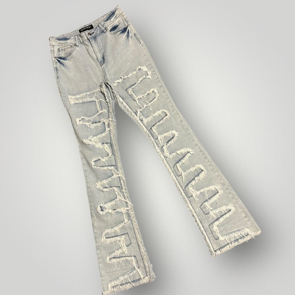 Rockstar NWOT Original Zariyah Stacked Flare Jeans Womens Large 28x35 Distressed